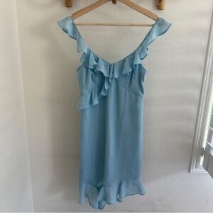 Abercrombie&Fitch Y2K Light baby blue ruffled mini assymetrical dress whimsical